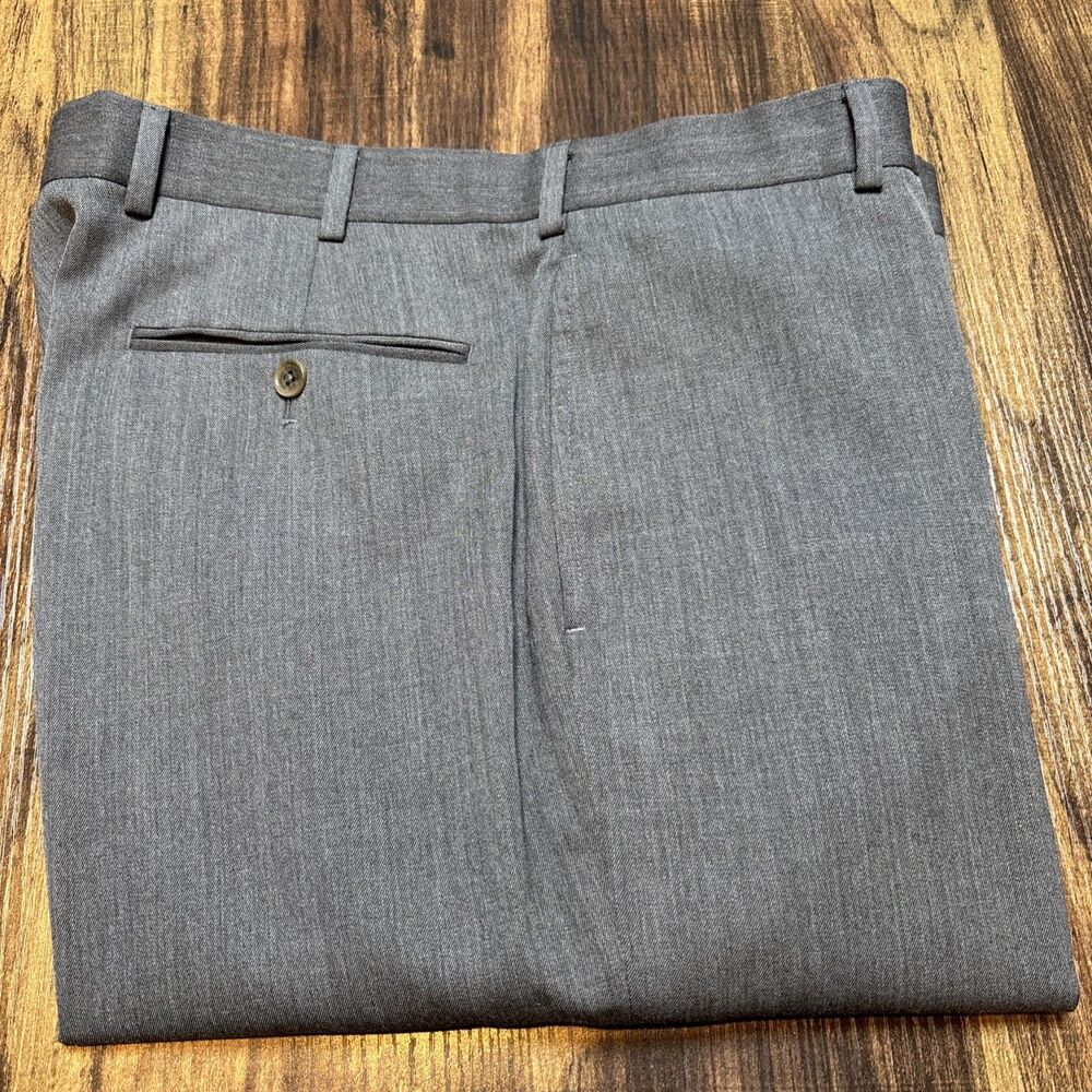 Brooks Brothers Dress Pants Mens 36x29 Grey Madison 1818 Flat Front Wool Slacks